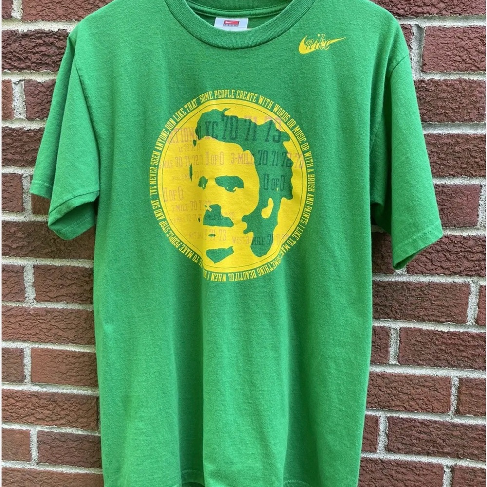 Nike Prefontaine Vintage Green and Yellow Short Sleeve Tee